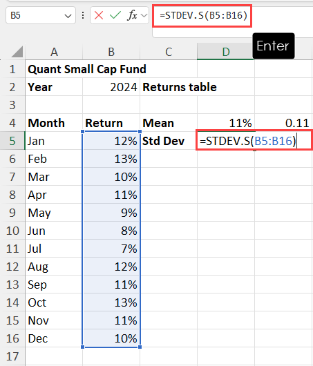 Calculate Std Dev
