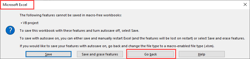 Click on the Go Back button
