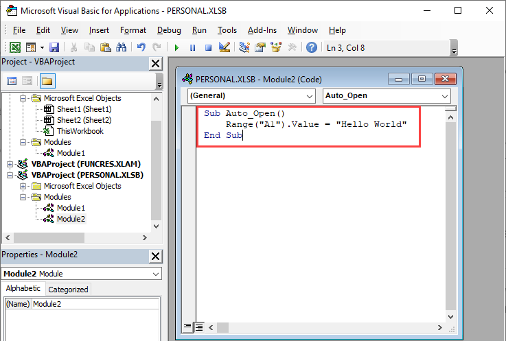 Copy paste script in module