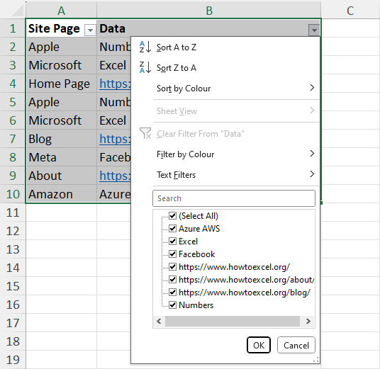 Excel Sort & Filter tool