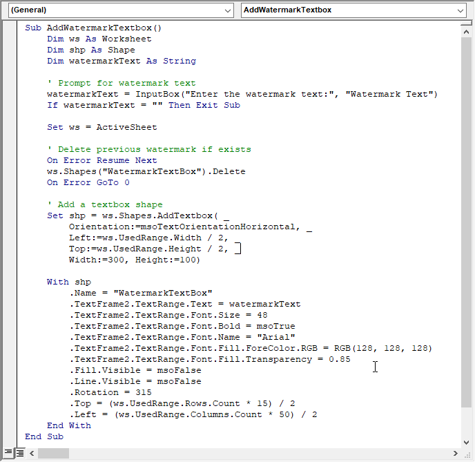 Excel VBA script