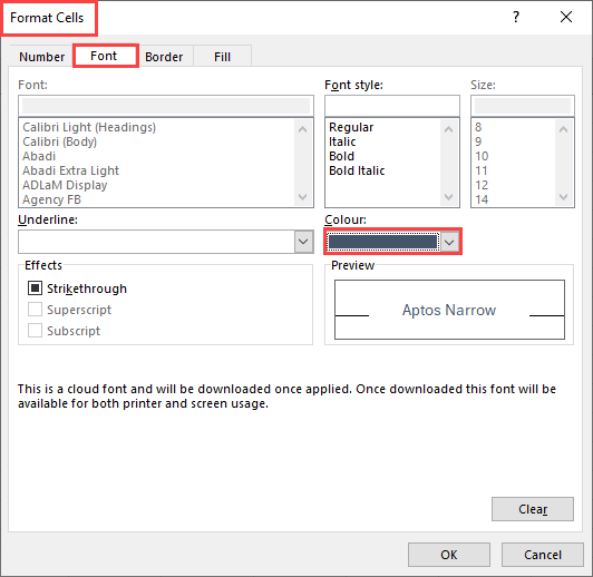 Font color
