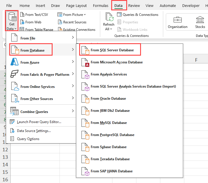 From SQL Server Database