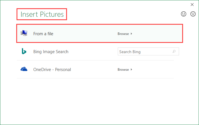 Insert Pictures dialog box