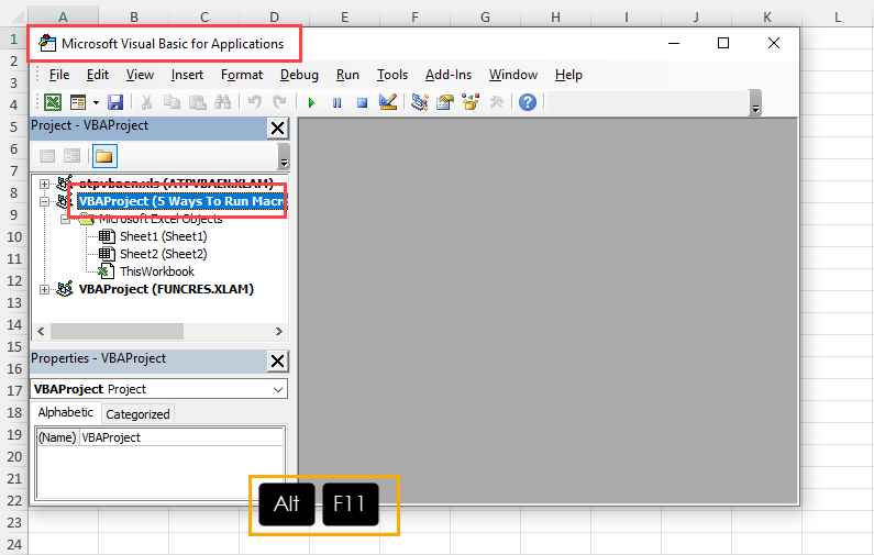 Open VBA Editor interface