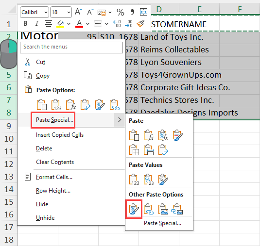 Other Paste Options