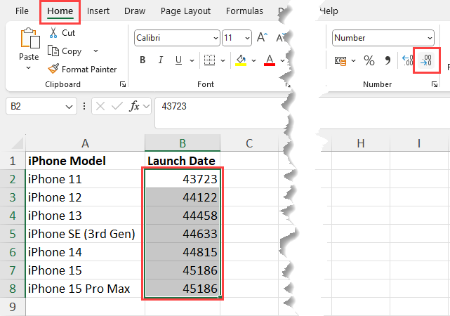 Remove decimals