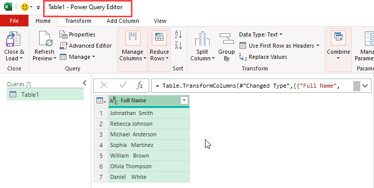 Removed spaces using Power Query