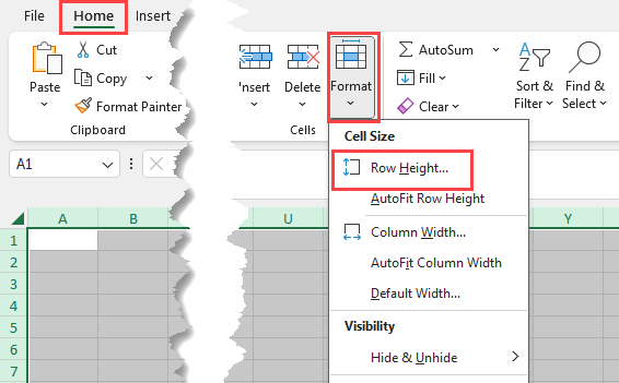 Row Height in Home