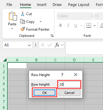 Row height value