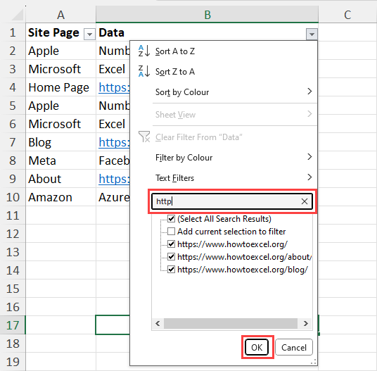 Search keyword in Sort & Filter