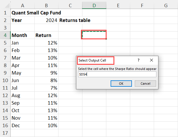 Select Output Cell