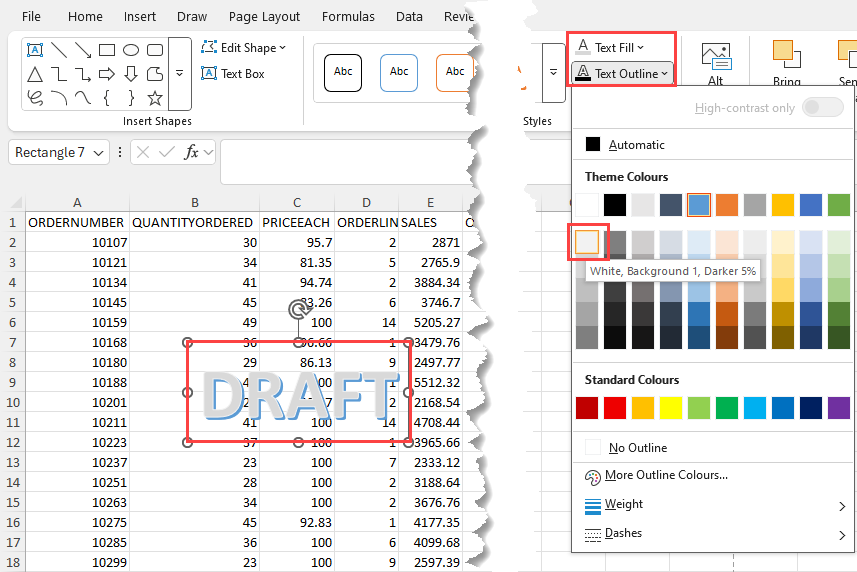 Shape Format tab modifications