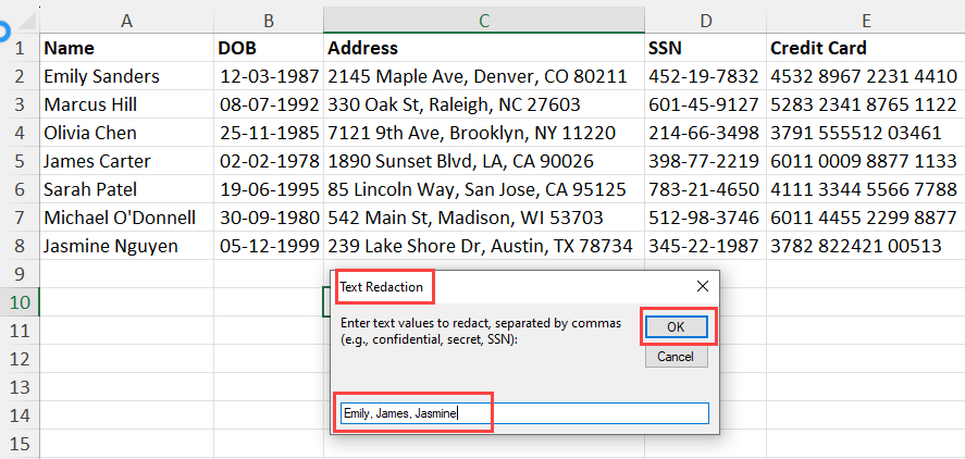 Text strings comma separated