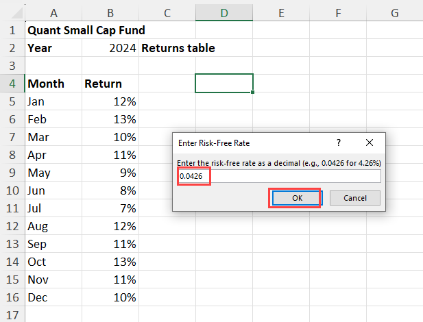 Type risk free rate