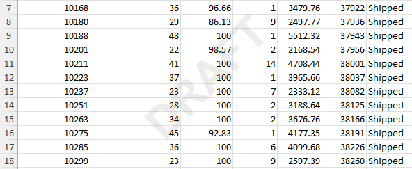 Used VBA script to add a draft watermark