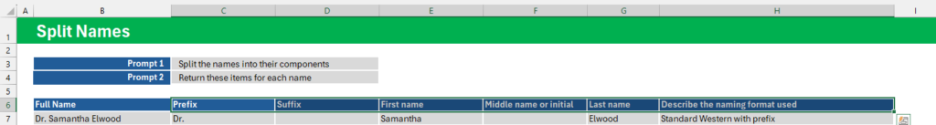 Name split columns